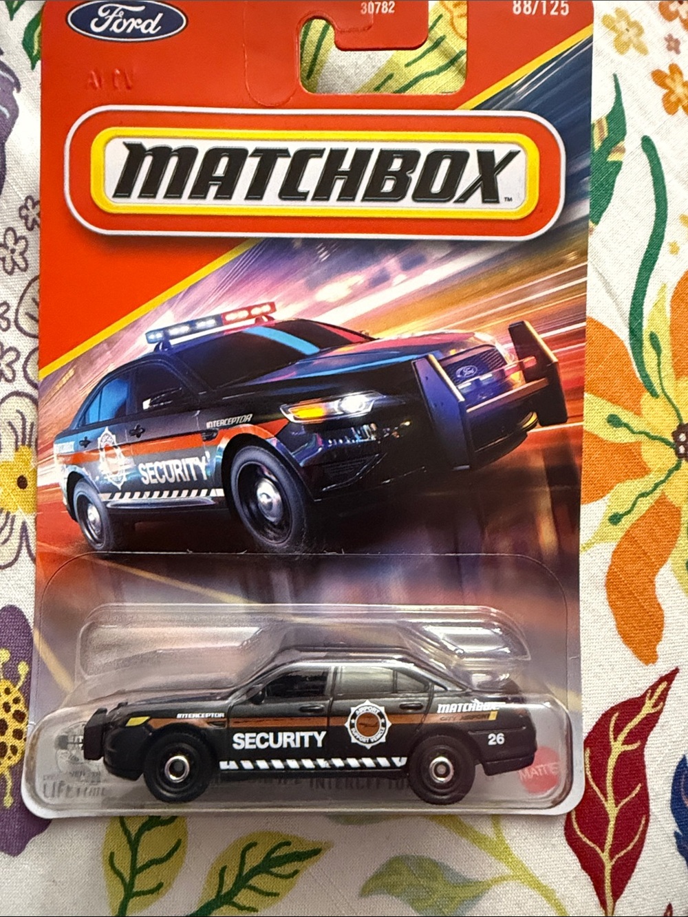 Matchbox Security Patrol Car - Black and Orange